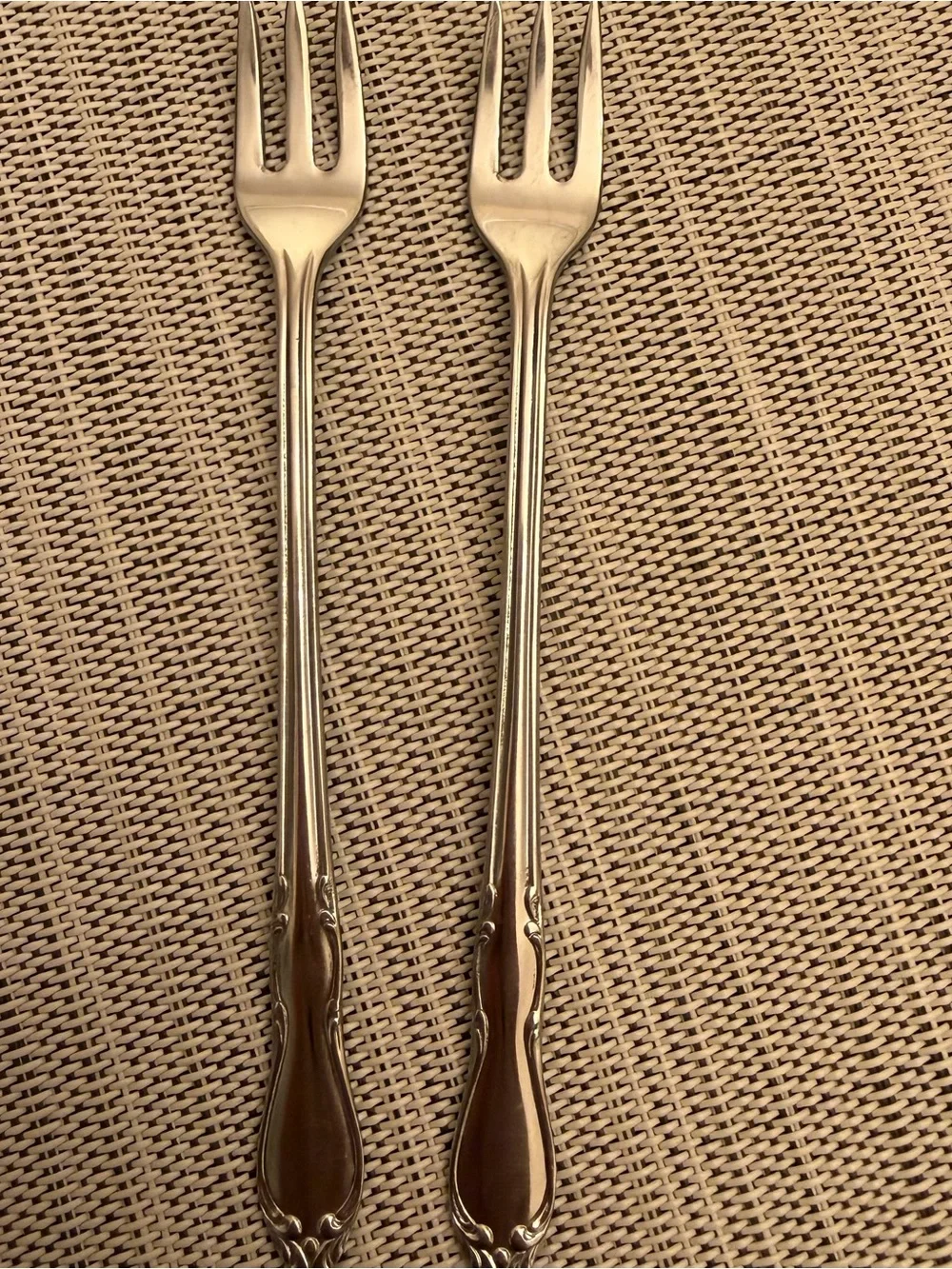 2 Vintage Cocktail Shrimp Forks Simeon L George H Rogers Stainless Oneida